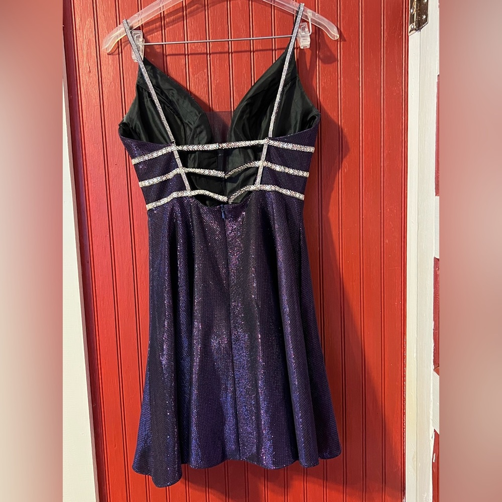 Narianna  Purple Prom Dress with Silver Accents XS - Picture 3 of 9
